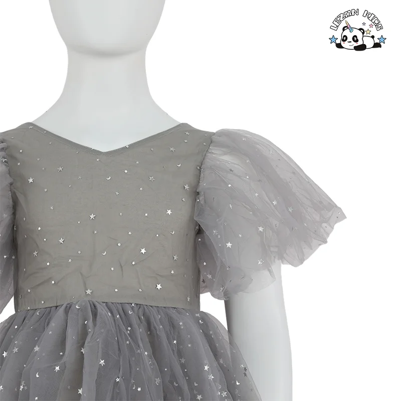 Latest Style Summer Performances Girls Dress Tulle Sleeves Princess Tulle Dresses - Product Image