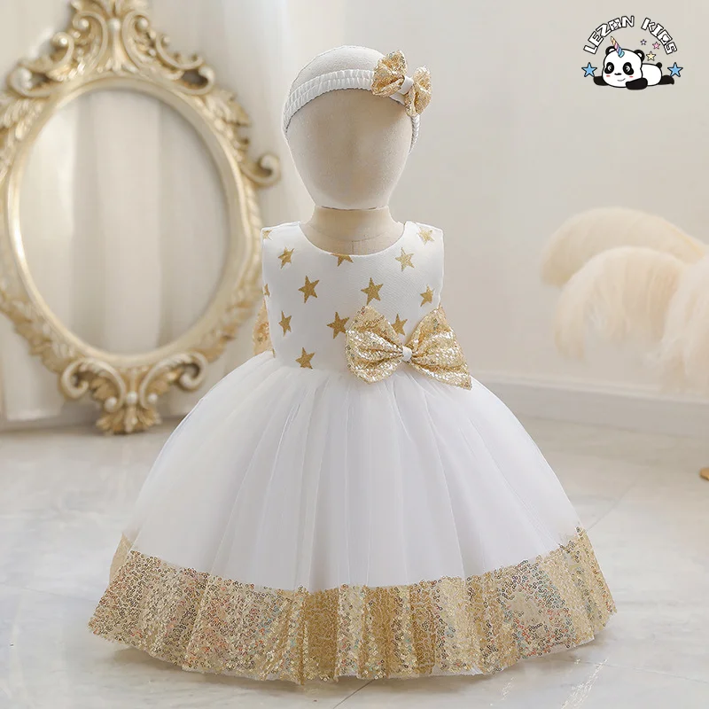 Vestido de Menina de Flores Formal de Verão Mais Recente Branco Tulle Manga Curta Logo Personalizado Design Mini Elegante Roupas de Halloween - Product Image