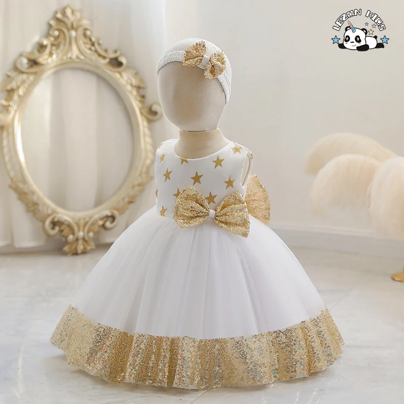 Vestido de Menina de Flores Formal de Verão Mais Recente Branco Tulle Manga Curta Logo Personalizado Design Mini Elegante Roupas de Halloween - Product Image