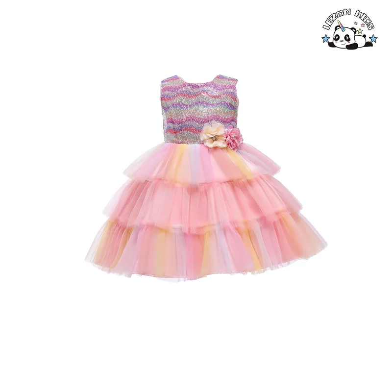 Manufacture Direct Colorful fluffy gauze cake dress children's princess party dress for girls
