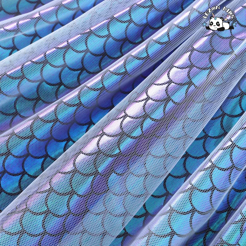Chegada de Novas Meninas Vestidos de Sereia Impressos com Malha de Escama de Peixe de Algodão Verão Sem Mangas - Product Image