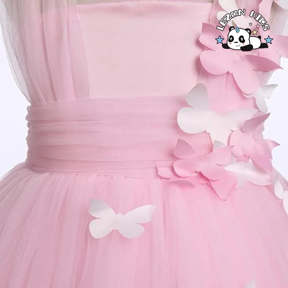 Novo Vestido de Princesa de Tule Rosa para Meninas sem Mangas e com Smocking para Bebês e Crianças de 2 a 14 Anos - Product Image