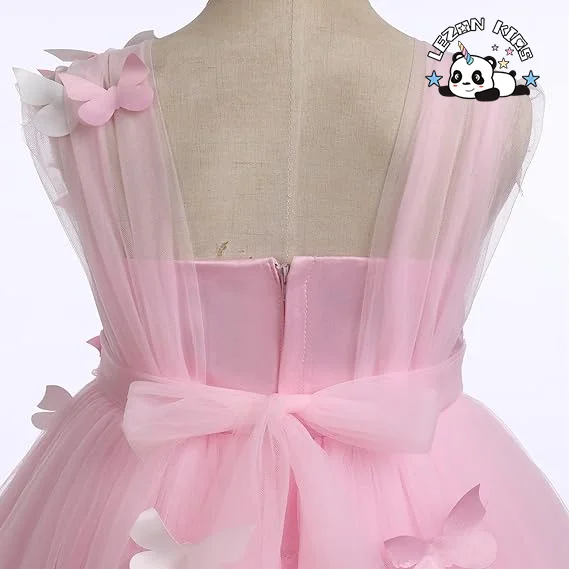Novo Vestido de Princesa de Tule Rosa para Meninas sem Mangas e com Smocking para Bebês e Crianças de 2 a 14 Anos - Product Image