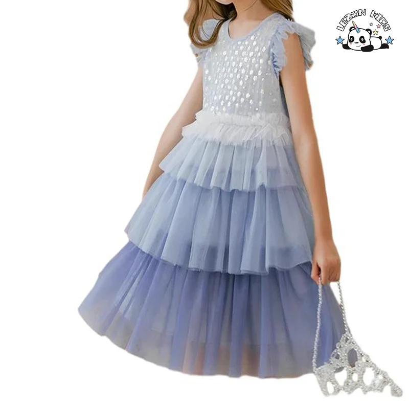 New Arrive Summer Princess Party Dress Multi Layer Cake Tulle Flowers Girls Dress for 2-8T Kids - Product Image