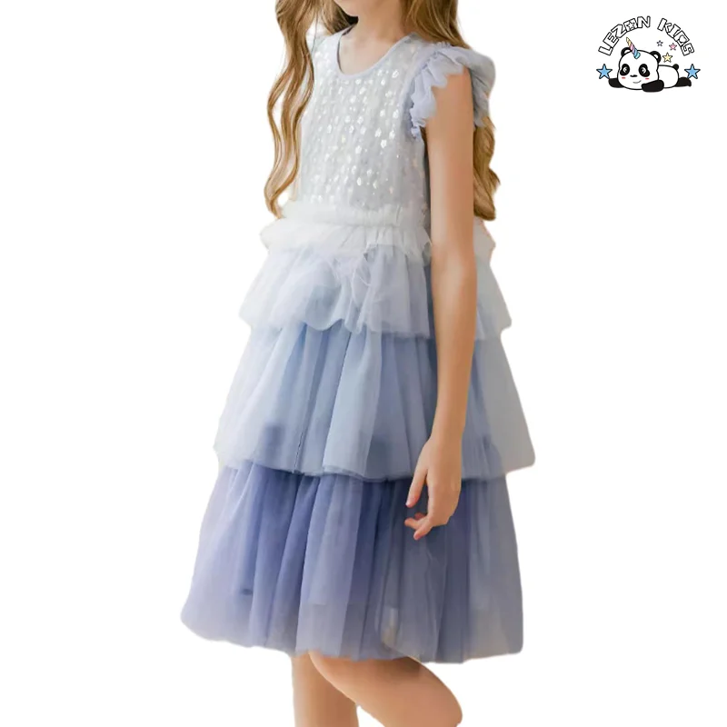 New Arrive Summer Princess Party Dress Multi Layer Cake Tulle Flowers Girls Dress for 2-8T Kids - Product Image