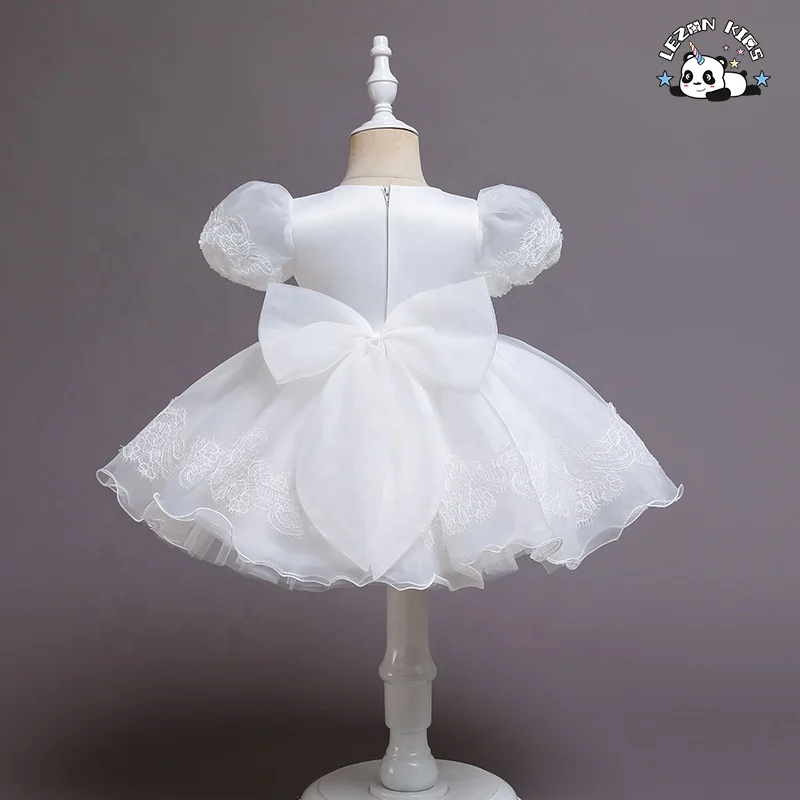 New Baby Girls Dress Flower Kids Church Dresses Children puff sleeve Party Frock Wear girl dress - Product Image