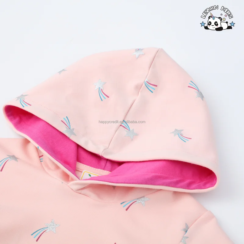 New Casual Sequined Embroidery Cotton Hoodies Dresses for Kids Girls of 6-12 Years Old - Product Image