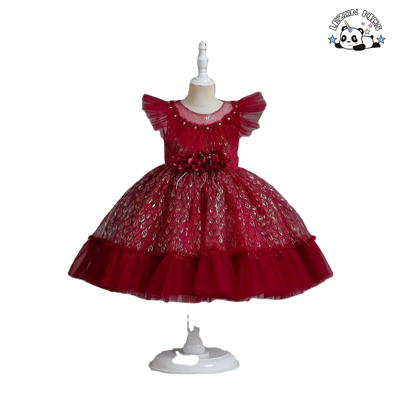 New Children's Clothes Fluorescent Children's Clothing Jacquard Birthday Princess Dress for Little Girl - Product Image