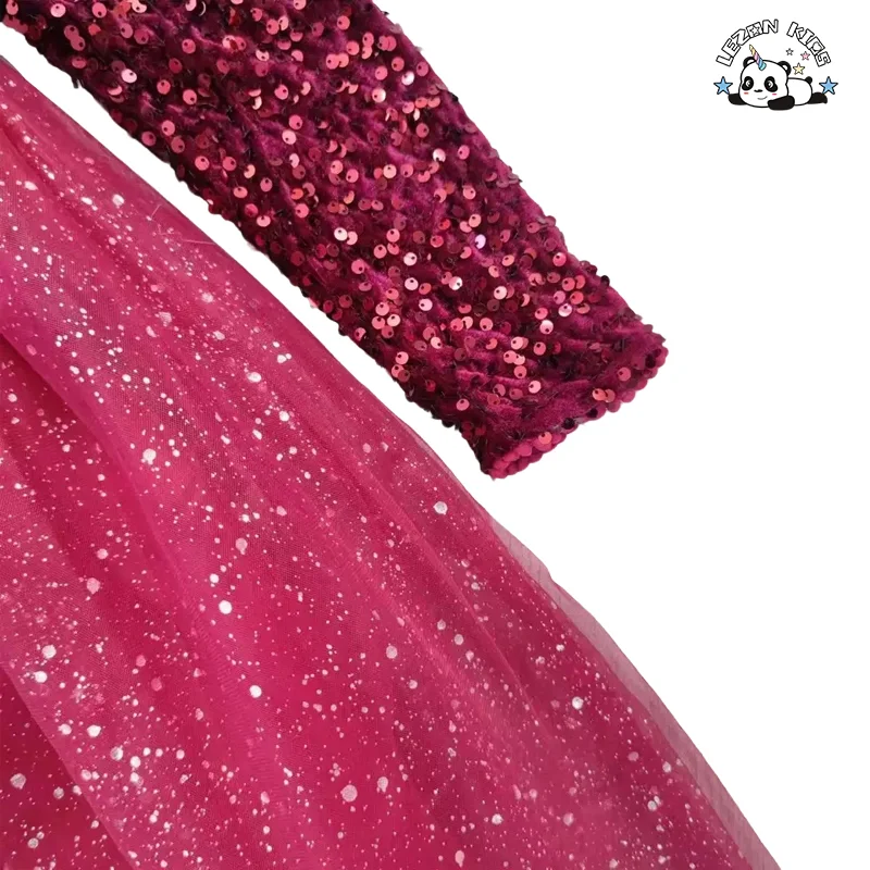Novo Vestido de Natal para Meninas Festa Princesa Longo Manga Brilhante Aniversário Vestido de Baile - Product Image