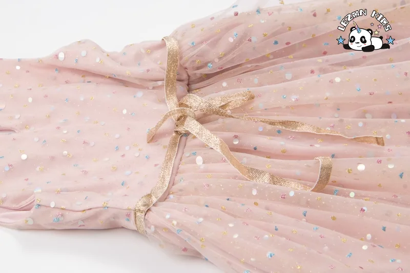 New Design Butterfly Gauze Dress V Neck Colorful Foil Print Mesh Sweet Girls Dresses - Product Image