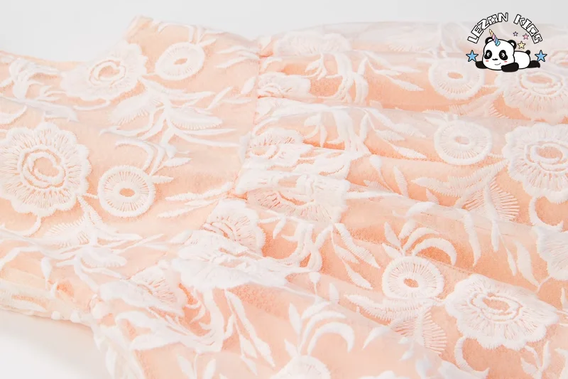 New Design Organza Party Girls Dresses Sleeveless Tulle Rose Print Princess Kids Dresses - Product Image