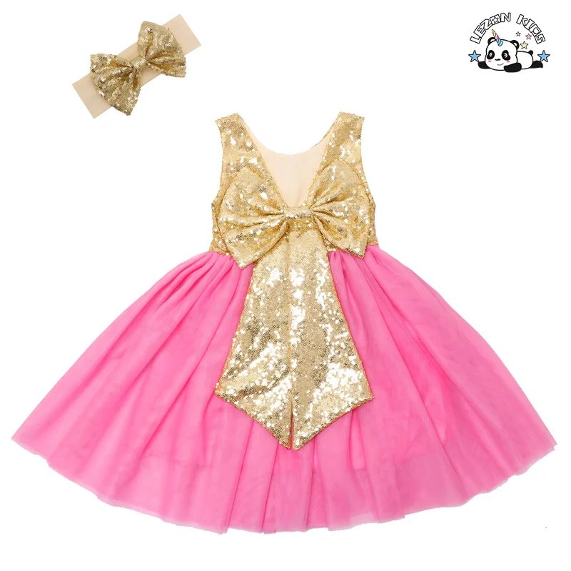 New Fashion Kids Tulle Sequin Flower Girl Dresses Infant Baby Elegant Wedding Dress - Product Image