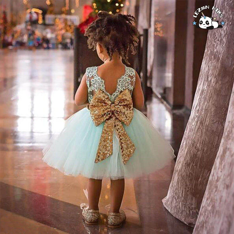 New Fashion Sequin Flower Princess Dress Kids Birthday Wedding Toddler Baby Girls Clothes Children Clothing Dress for Kids - Product Image