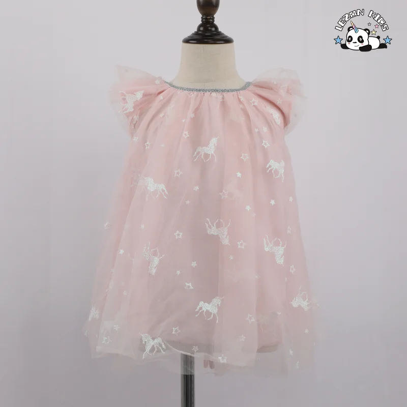 New Fashion Sleeveless Tutu Princess Clothing unicorn Embroidery Craft Summer Party Girls Dress - Product Image