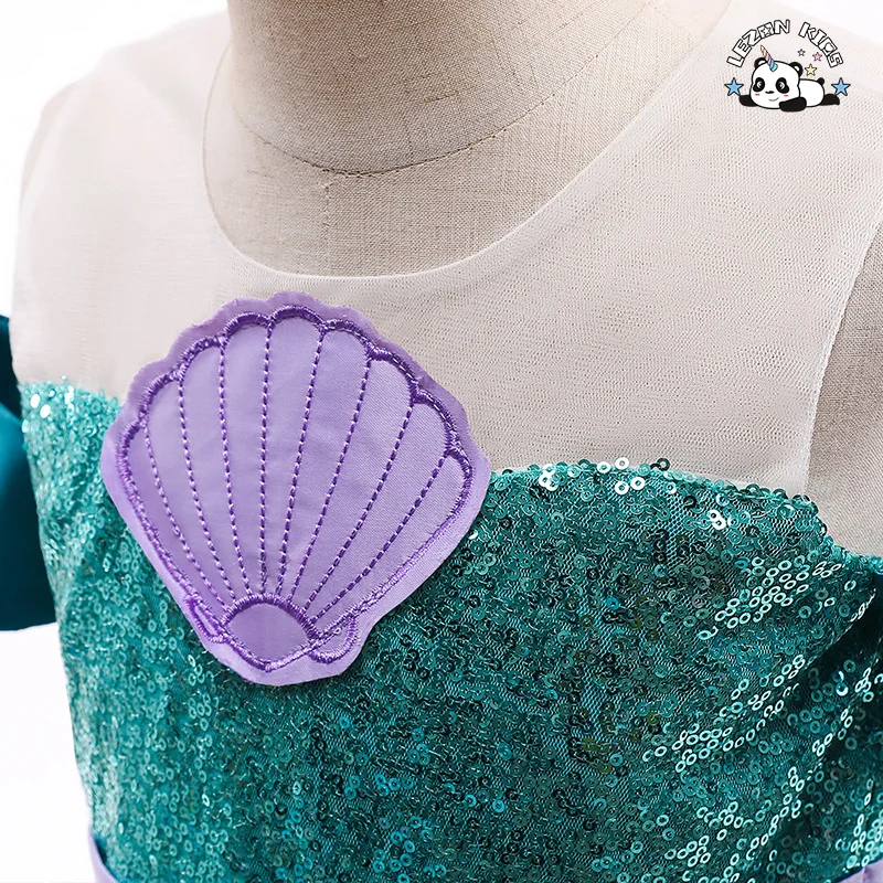 Novo Vestido de Princesa com Renda e Bordado Pesado em Forma de Sereia para Meninas com Laço - Product Image
