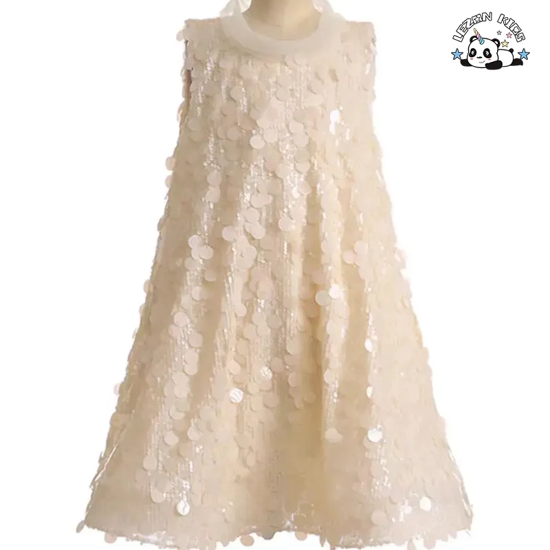 New Product Explosion custom white sequin sleeveless frocks princess dress for girl - Product Image