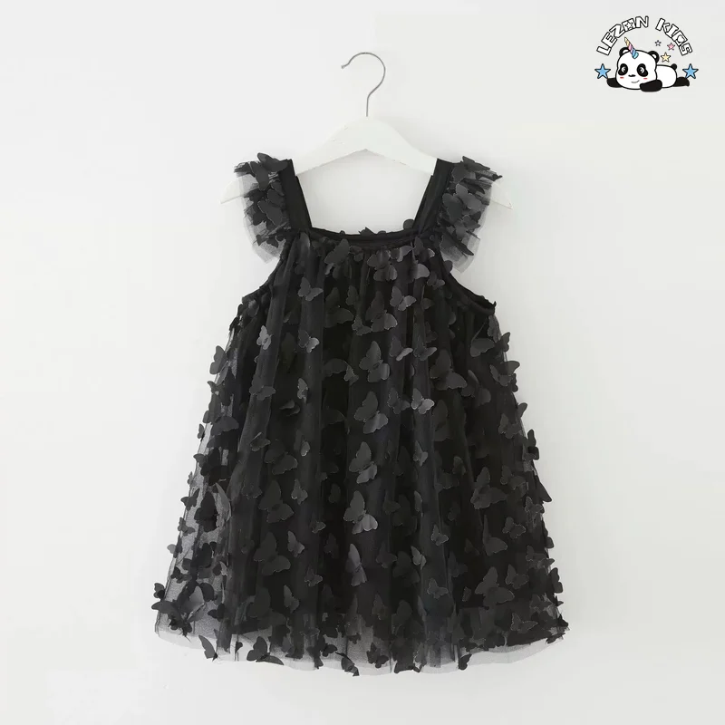 Novo design Vestidos de tule para meninas com borboleta sólida fofa e secagem rápida - Product Image