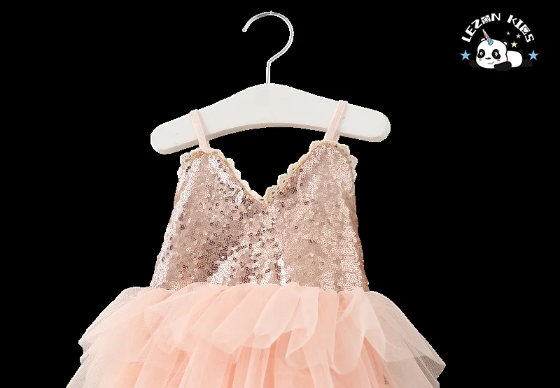 Novidades de 2024 Saias Suspensor para Meninas com Renda e Lantejoulas Bolo Vestidos para Meninas de 2 a 14 Anos - Product Image