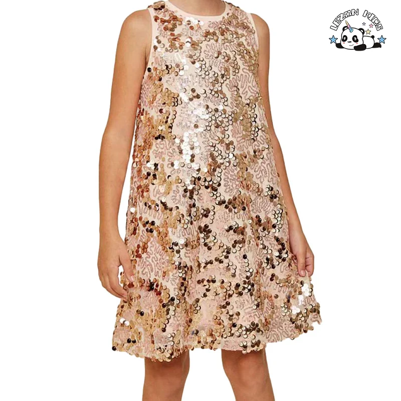 ODM Customizable Sleeveless Shining Sequin Frocks Girls Party Dresses 2-14 Children Clothing - Product Image