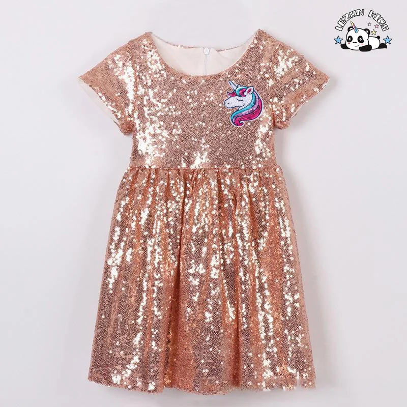 OEM Customizable Fashion Customized Children Clothing Girls Sparkle Sequin Unicorn Dress for Kids Girls Sequin Dress - Product Image