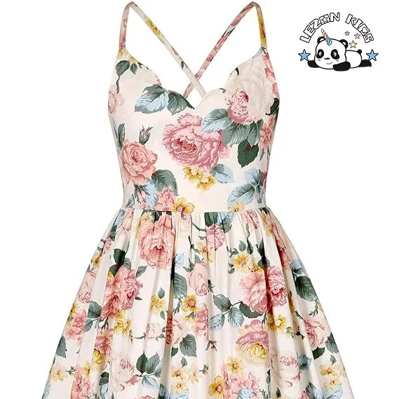 OEM Customizable Hot Sale Floral Dress Ruffle Casual Sundress Sleeveless Party Holiday Dress for Girls
