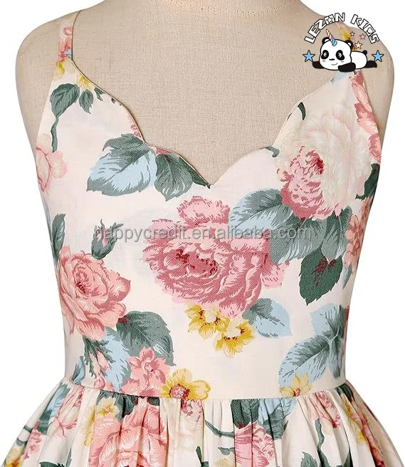 OEM Customizable Hot Sale Floral Dress Ruffle Casual Sundress Sleeveless Party Holiday Dress for Girls - Product Image