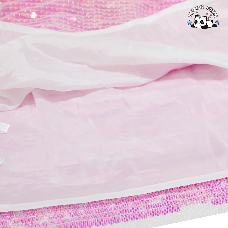 OEM Customizable Party Kid Dress Summer Casual Short Sleeve O Neck Girls Sequin Dresses for 2-14T - Product Image