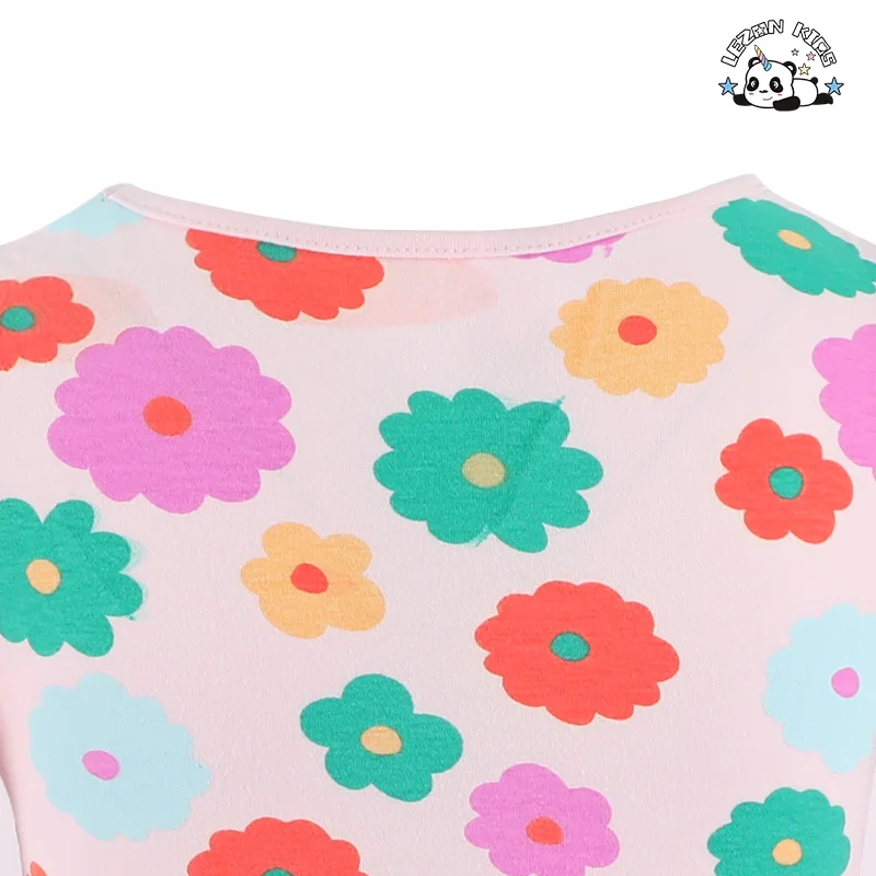 Vestido de menina doce personalizável de manga curta de verão para crianças, vestido de lantejoulas florais para 2-14T - Product Image