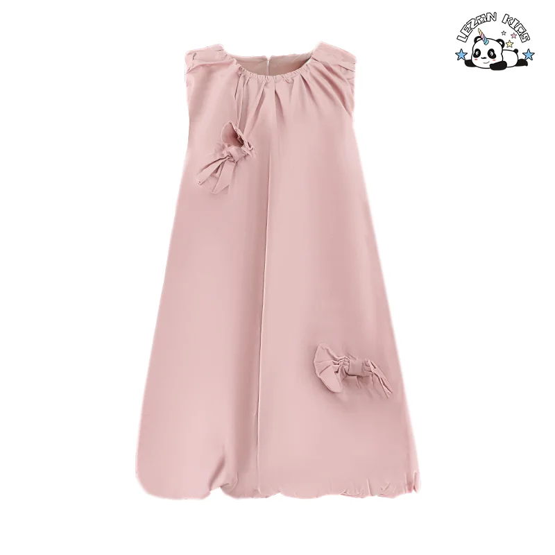 Vestido infantil personalizável sem mangas de verão Vestidos casuais respiráveis para meninas de 2 a 14 anos