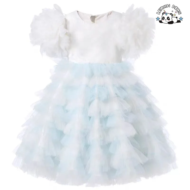 OEM Customizable Wholesale New Product Cute Color Gradient Soft Tulle Kids Princess Girl Dress - Product Image