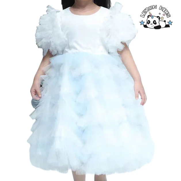 OEM Customizable Wholesale New Product Cute Color Gradient Soft Tulle Kids Princess Girl Dress - Product Image