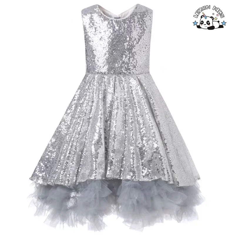 OEM Personalizável Atacado Novo Produto Sem Mangas Brilho Lantejoulas Renda Macia Vestido de Princesa para Menina