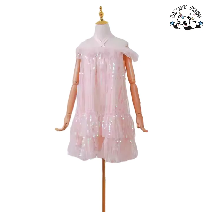 OEM Girls Formal Dress Kids Lace Party Evening Party Princess Dress Sequin Mesh Dress For Kids - Product Image