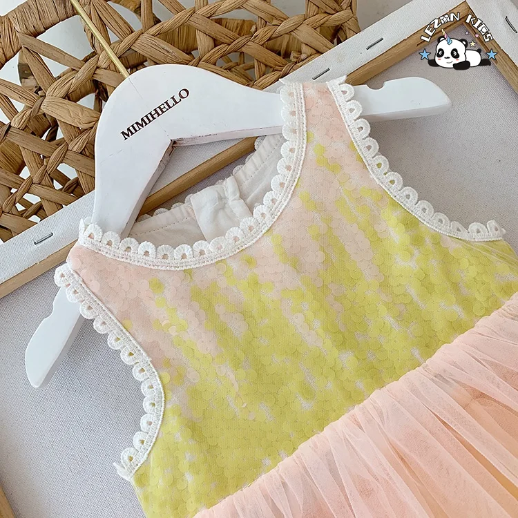 OEM Girls Mesh Rainbow Tutu Dress Kids Sequin Mesh Party Dress Evening Party Princess Dress for Kids - Product Image