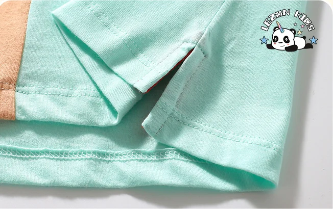 OEM ODM Custom Color Short Sleeve Splicing Kids Dress Cotton Casual Girls Dress for 2 to 14T Girls - Product Image