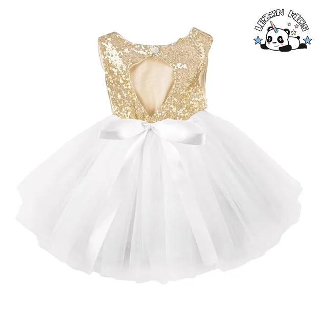 OEM ODM Kids Summer Sleeveless Sequin Princess Birthday Party Tulle Dresses - Product Image