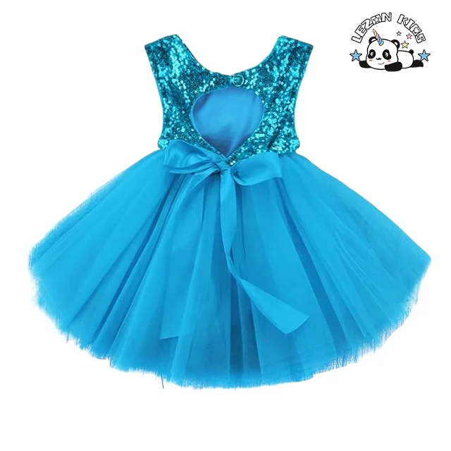 OEM ODM Kids Summer Sleeveless Sequin Princess Birthday Party Tulle Dresses - Product Image