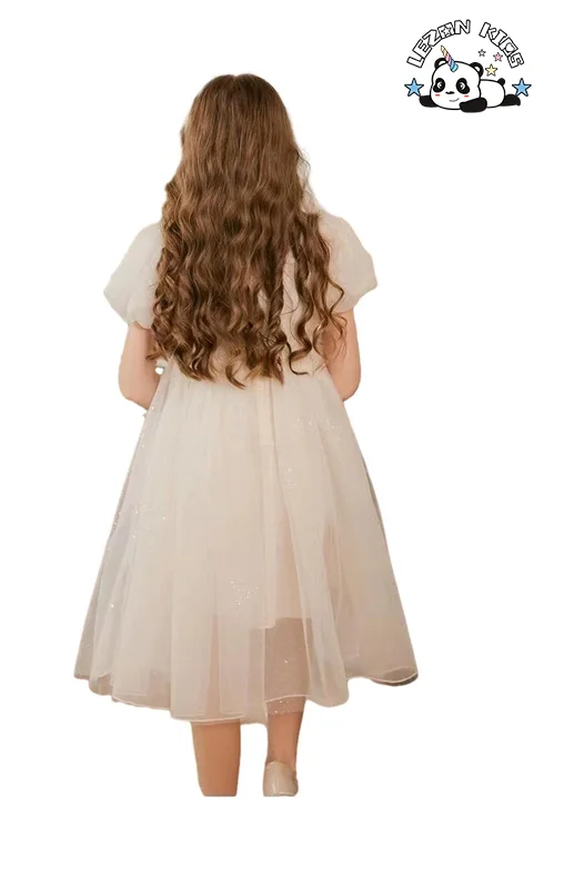OEM ODM Piano Competition Custom Elegant Girl Dress Puffy Tulle Dress for 3 to 14T Girls - Product Image