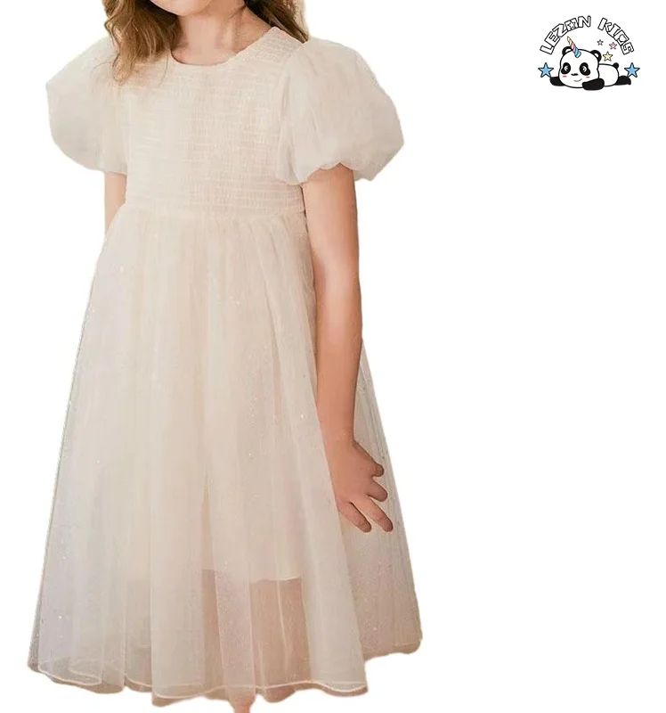 OEM ODM Piano Competition Custom Elegant Girl Dress Puffy Tulle Dress for 3 to 14T Girls - Product Image