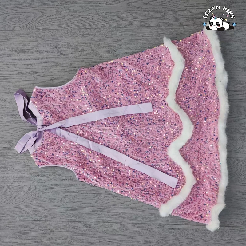 Pink Summer New Evening Dress Sleeveless Sequin One Piece Princess Gown knee-length 2-12 Years Old Girls Dresses - Product Image