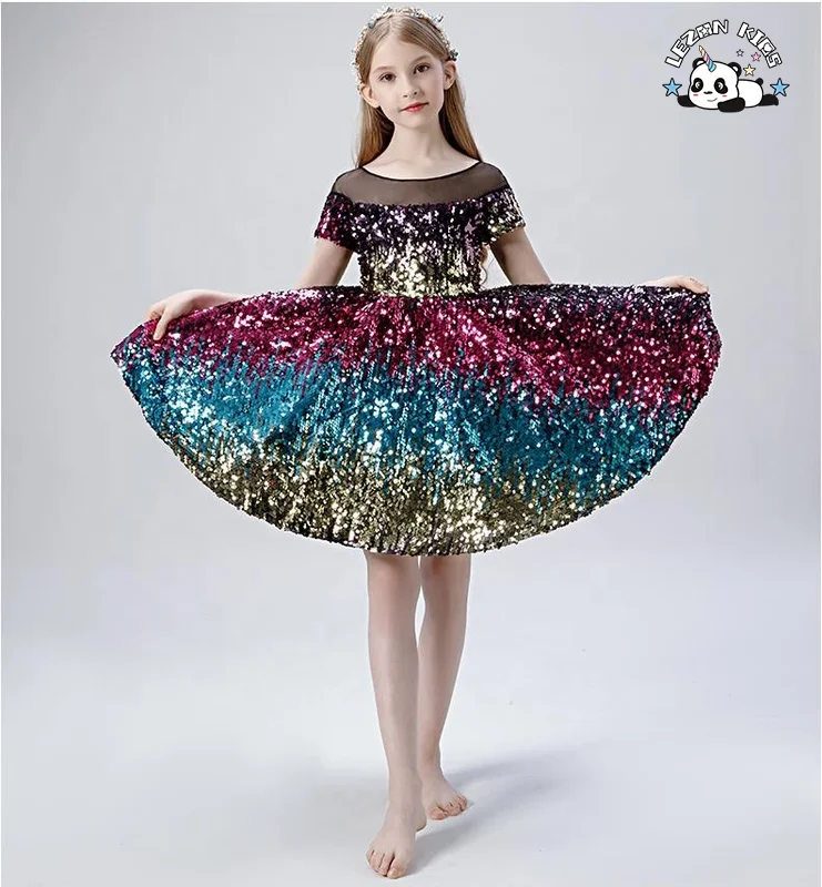 Reversible Sequin Ballet Performance Girls Dress Girls Party Dress Princess Dress for 3-12 Years Made in China