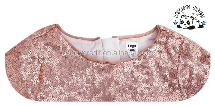 Vestido de Meninas com Mangas Sinos e Lantejoulas Douradas - Roupas de Criança Elegantes no Estilo Vintage - Product Image