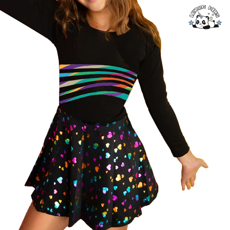 Summer Autumn Hearts Printed Girls Dress Kids Valentine's Day Kids Pretty Dress - Product Image