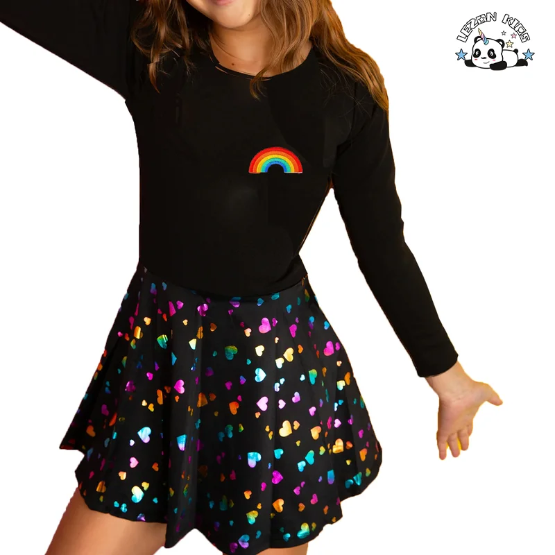 Summer Autumn Hearts Printed Girls Dress Kids Valentine's Day Kids Pretty Dress - Product Image