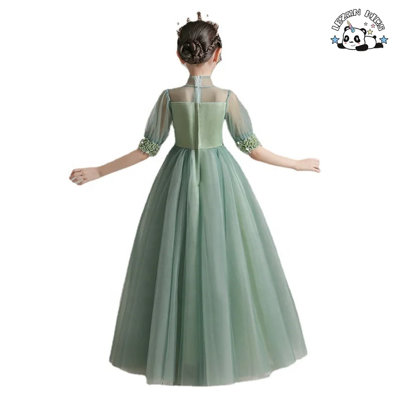 Summer Elegant High quality beading Puff Sequin Tulle evening girls dresses for party - Product Image