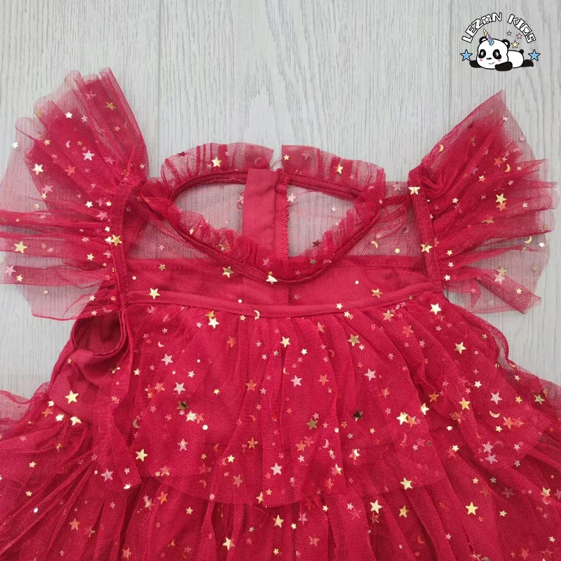 Vestido de verão para meninas sem mangas com lantejoulas Princesa Kids Festa Vestido Tulle Cerimônia Prom Gown Vestido infantil - Product Image