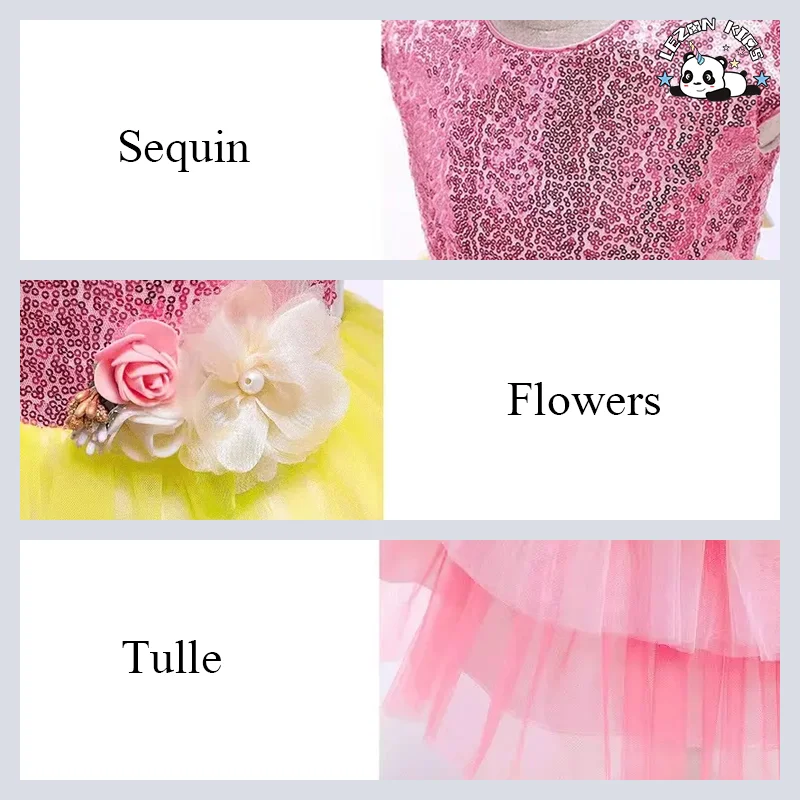 Summer Jacquard Sequins Princess Skirt Hot-Sale Performance Rainbow Cake Girls' Ball Gown Girls' Dress - Product Image