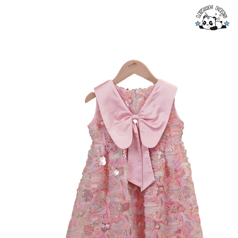 Summer Special Style Clothing Sleeveless Sequin Party Dress Flower Sweet Girls Dress - Product Image