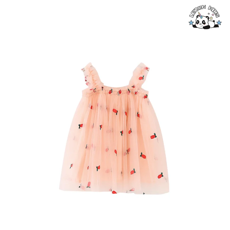 Summer baby kids dress linen children baby princess dresses flower lace girl casual dress sleeveless clothes