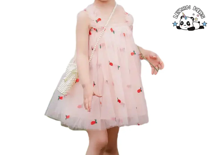 Summer baby kids dress linen children baby princess dresses flower lace girl casual dress sleeveless clothes - Product Image